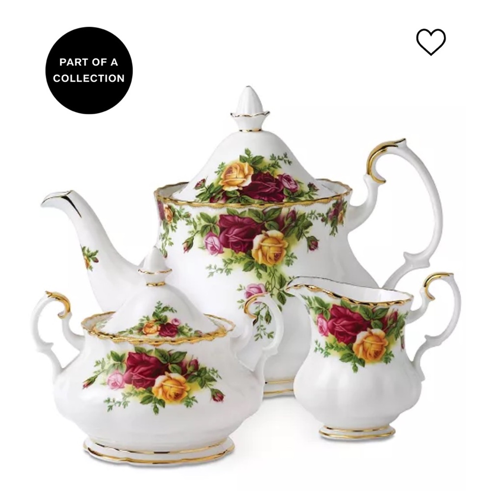 Old Country Roses" 3-Piece Tea Set new in box